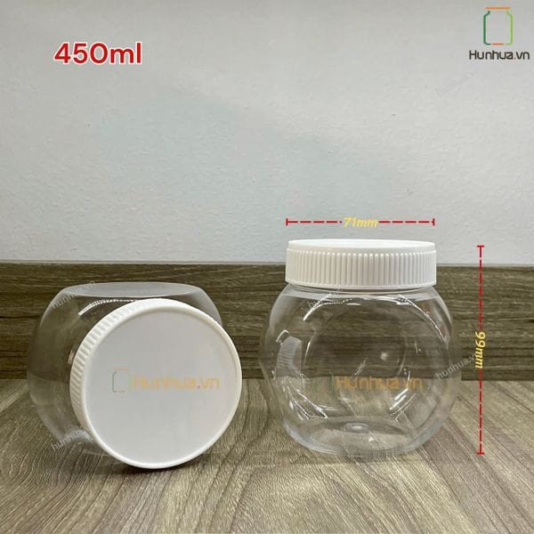 Hũ Nhựa Bầu Nắp Nhôm Bạc — miệng D74