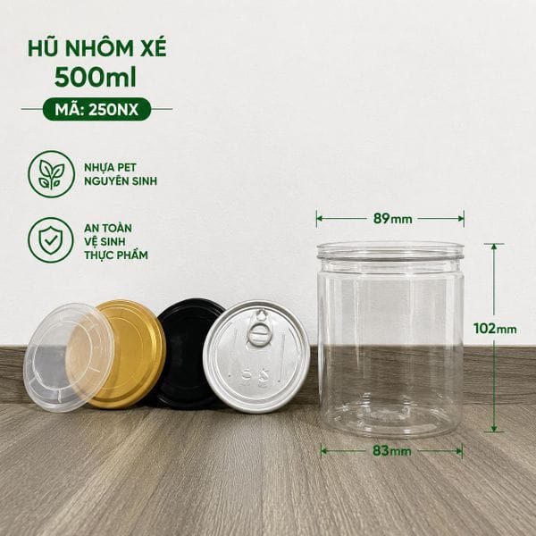 Hũ Nhựa Nắp Nhôm Xé — miệng D89